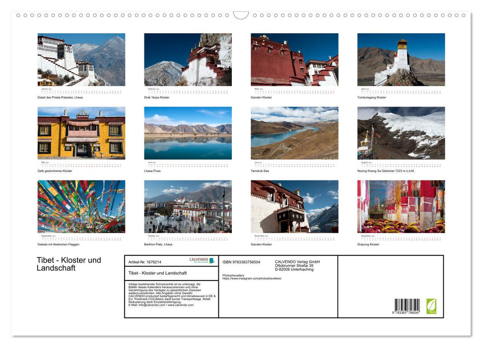 Tibet - Kloster und Landschaft (CALVENDO Wandkalender 2024)