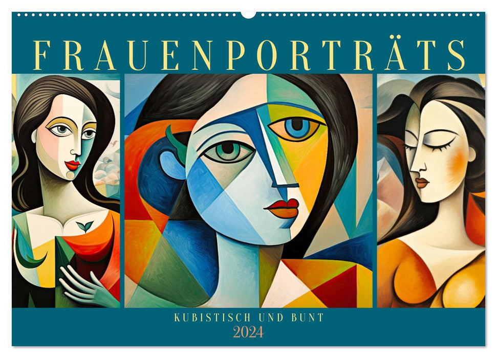 Frauenporträts, kubistisch und bunt (CALVENDO Wandkalender 2024)