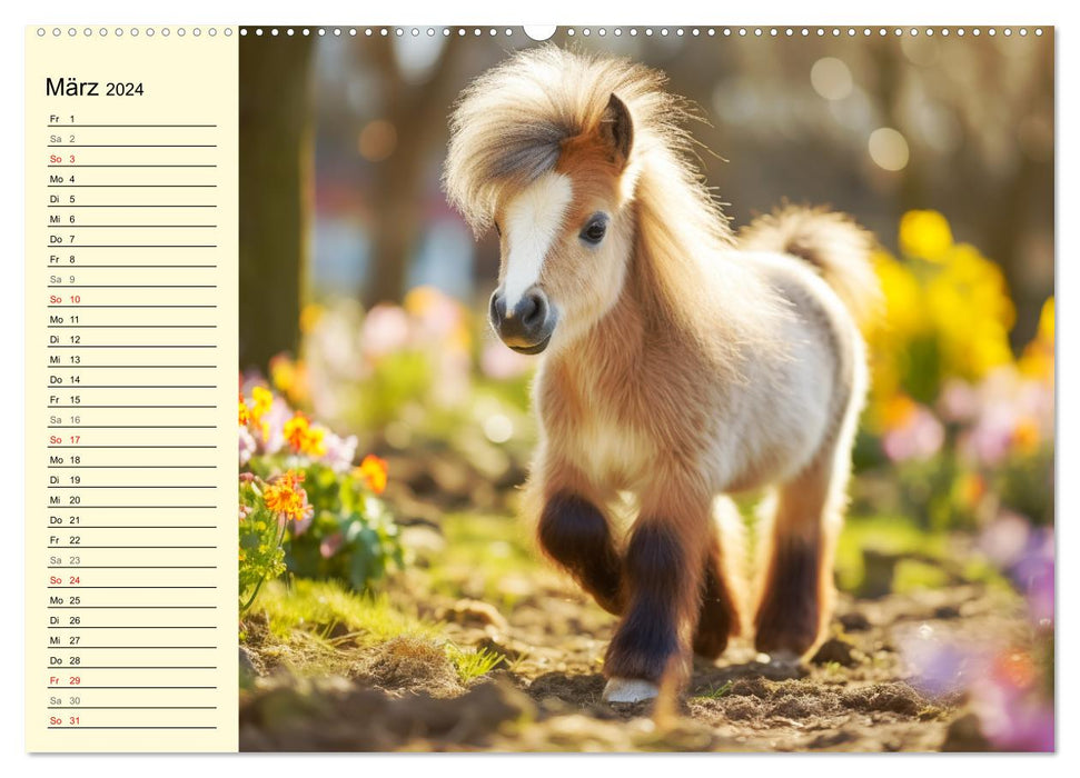 Kleine Pferde. Mini-Ponys zum verlieben (CALVENDO Premium Wandkalender 2024)
