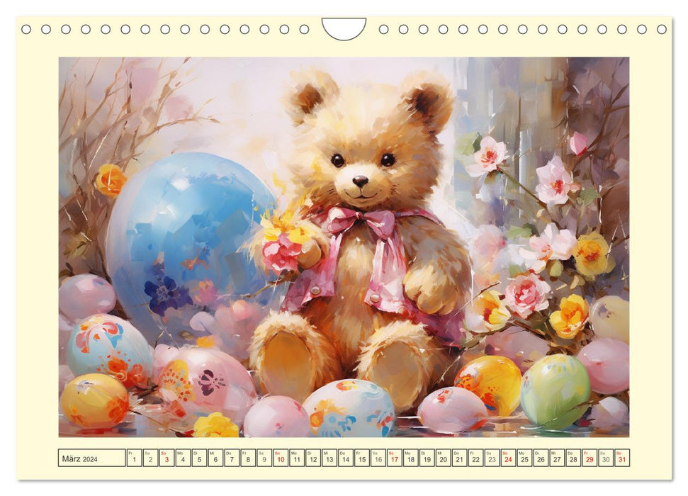 Romance d'ours en peluche. Aquarelles de rêve de jolis ours (calendrier mural CALVENDO 2024) 