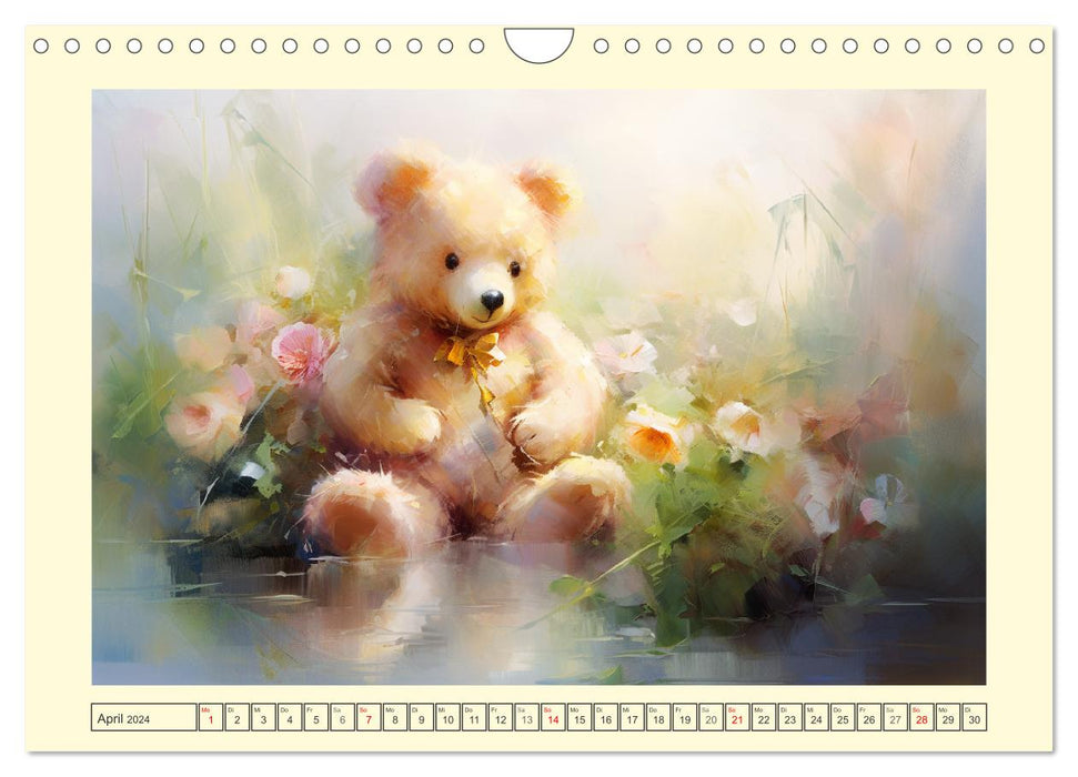 Romance d'ours en peluche. Aquarelles de rêve de jolis ours (calendrier mural CALVENDO 2024) 