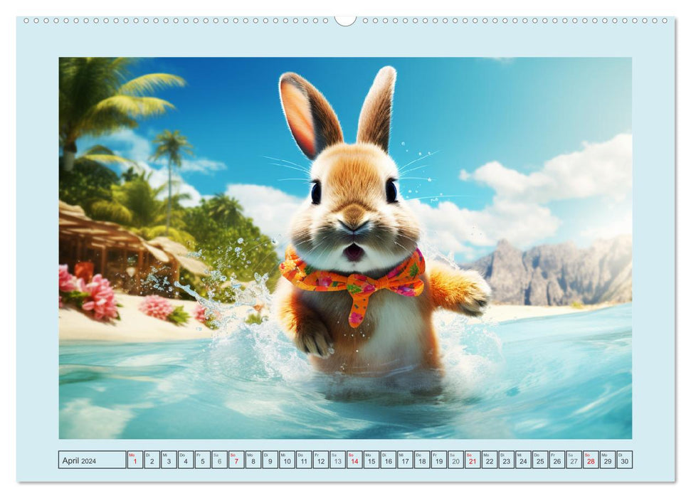 De jolis lapins. Fluffy Hopsis s'amuse (Calendrier mural CALVENDO 2024) 