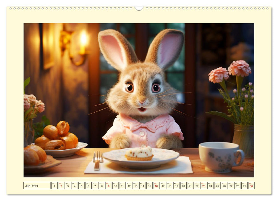 Liebliche Kaninchen. Flauschige Hopsis haben Spaß (CALVENDO Premium Wandkalender 2024)