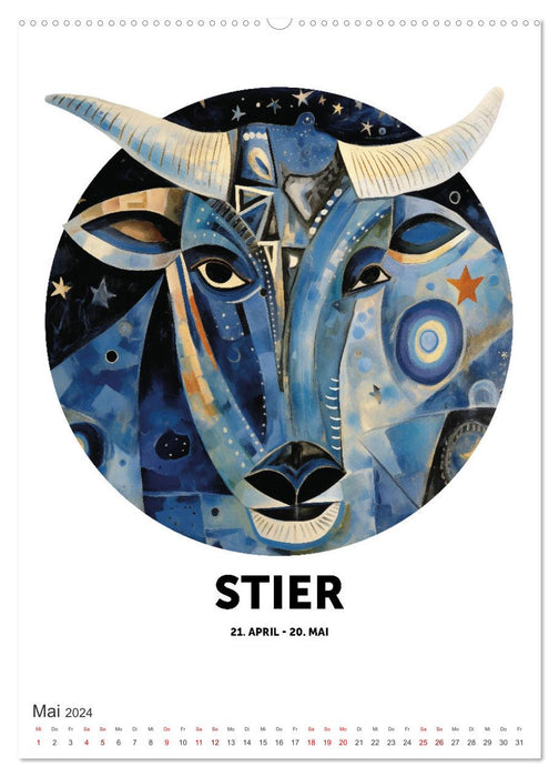 Kunstvolle Sternenwege: KI-Kompositionen der 12 Tierkreiszeichen (CALVENDO Wandkalender 2024)