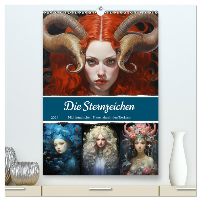 Sternzeichen. Mit himmlischen Frauen durch den Tierkreis (CALVENDO Premium Wandkalender 2024)