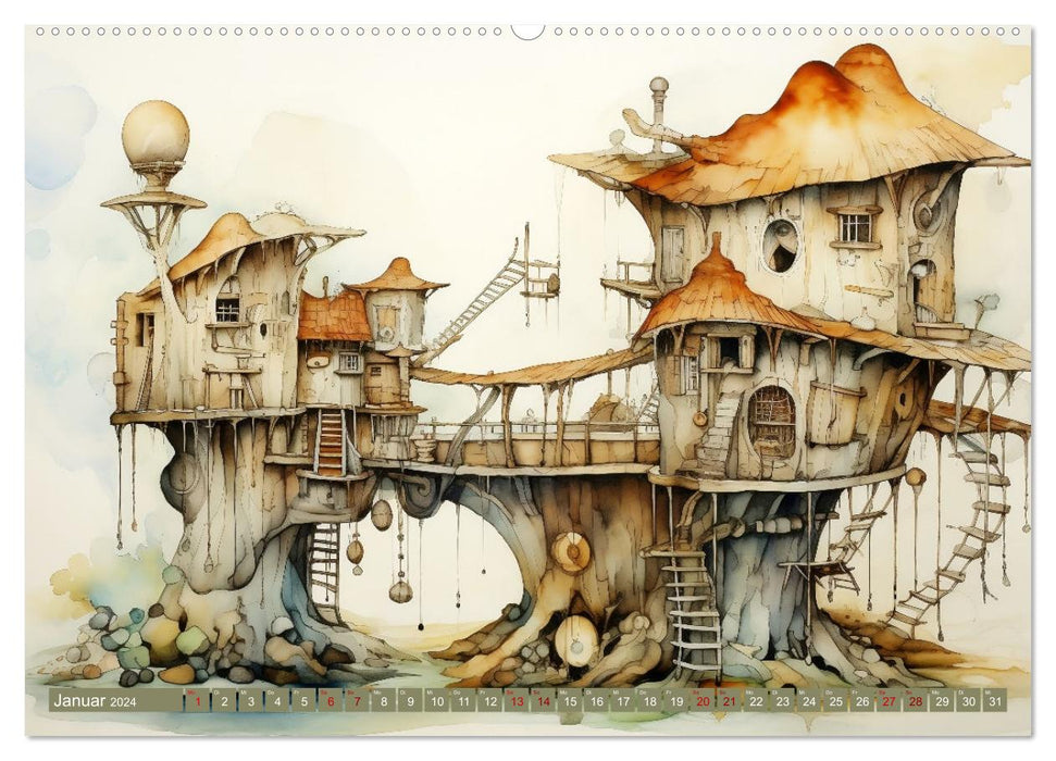 Maisons curieuses (Calendrier mural CALVENDO Premium 2024) 