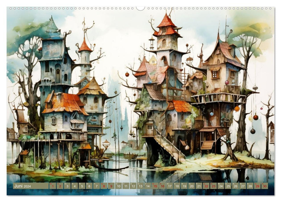 Maisons curieuses (Calendrier mural CALVENDO Premium 2024) 