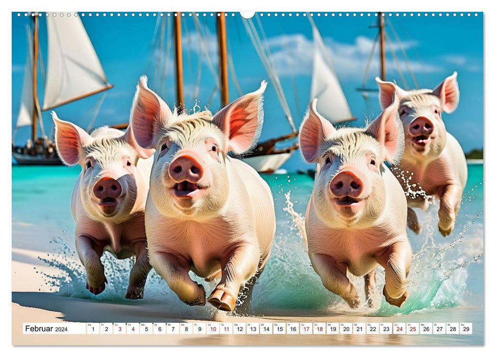 Schwimmende Schweine im Paradies (CALVENDO Premium Wandkalender 2024)