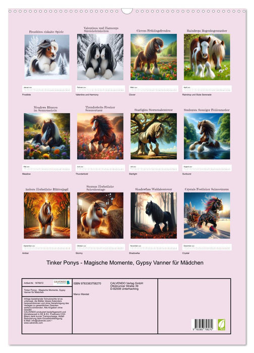 Tinker Ponys - Magische Momente, Gypsy Vanner für Mädchen (CALVENDO Wandkalender 2024)