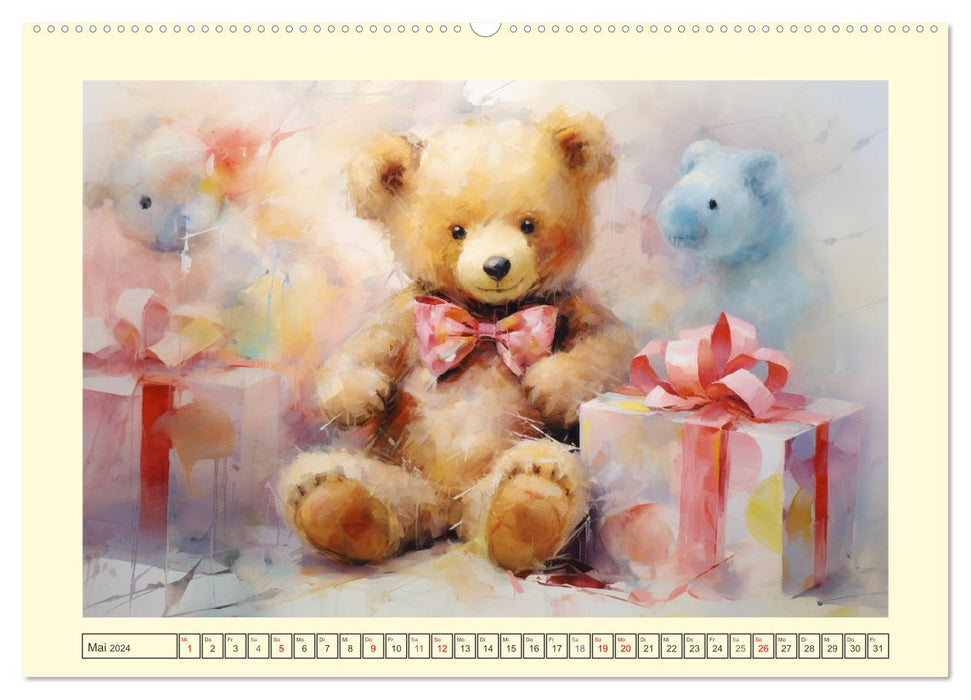 Teddybär Romantik. Verträumte Aquarelle von lieblichen Bären (CALVENDO Wandkalender 2024)
