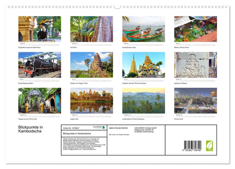 Pleins feux sur le Cambodge (Calendrier mural CALVENDO Premium 2024)