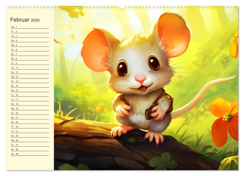 Spectacle de souris. Le quotidien magique des souris (Calendrier mural CALVENDO 2024) 