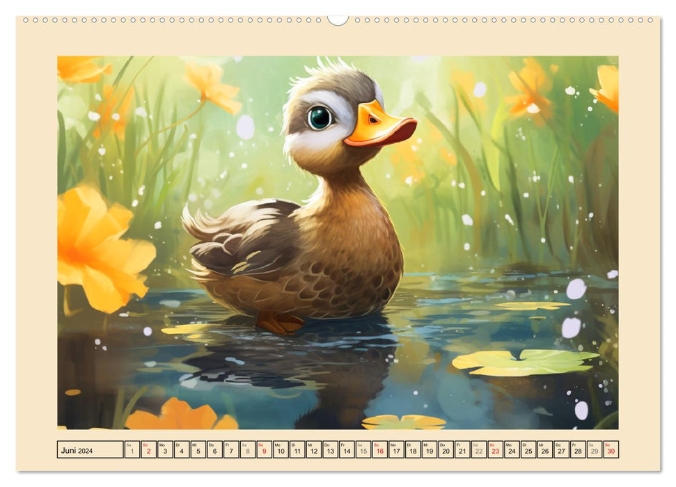 Lustige Enten. Niedlich und farbenfroh (CALVENDO Wandkalender 2024)