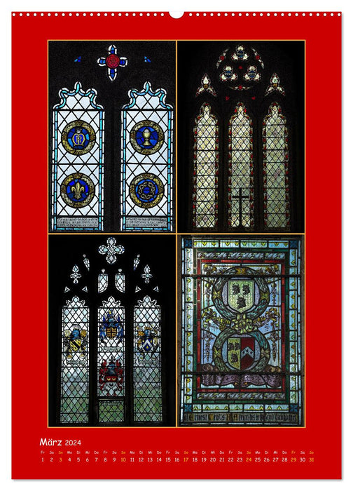Glasmalerei englischer Kirchen (CALVENDO Wandkalender 2024)
