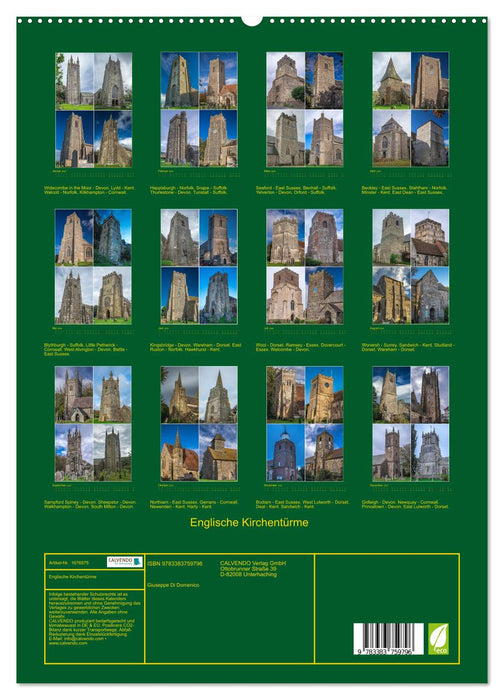 Clochers d'églises anglais (Calvendo Premium Wall Calendar 2024) 