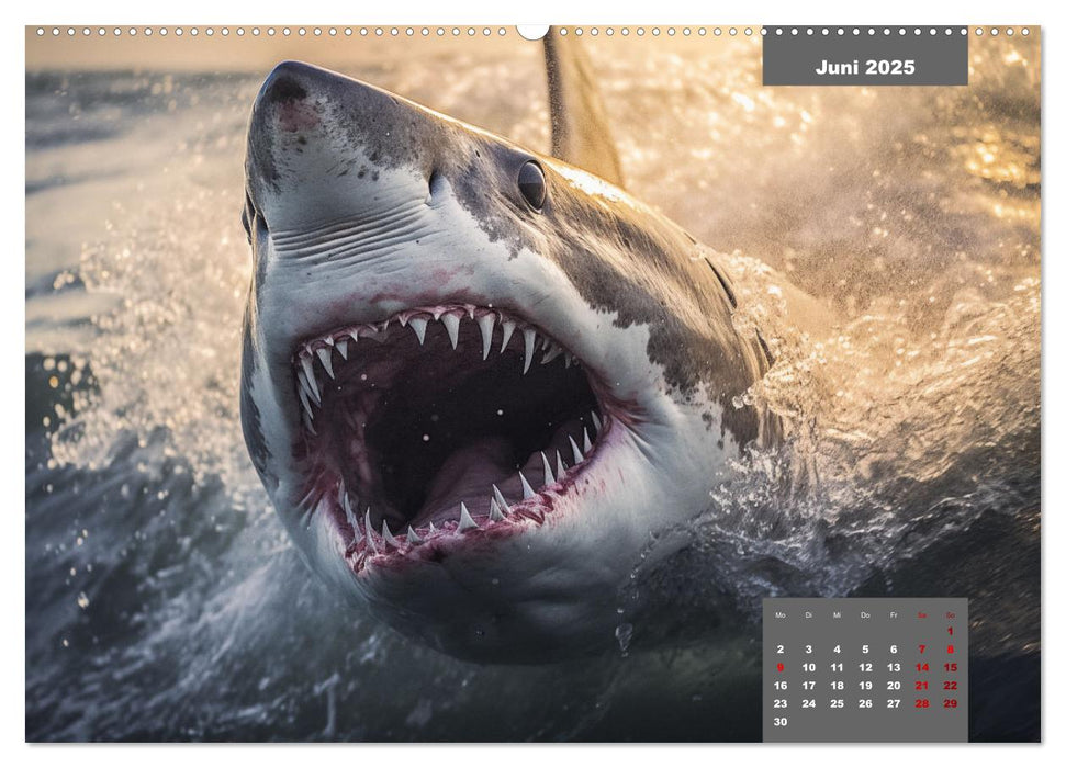 Stille Giganten - KI-generierte Hai-Impressionen (CALVENDO Wandkalender 2025)