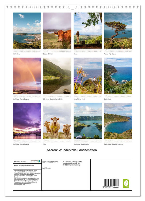 Azoren: Wundervolle Landschaften (CALVENDO Wandkalender 2025)