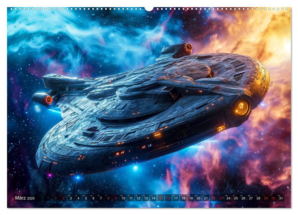 Raumschiffe - Im Universum durch Raum und Zeit (CALVENDO Wandkalender 2025)