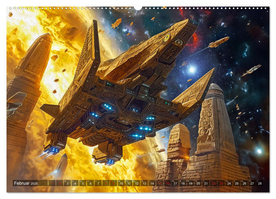 Raumschiffe - Im Universum durch Raum und Zeit (CALVENDO Premium Wandkalender 2025)