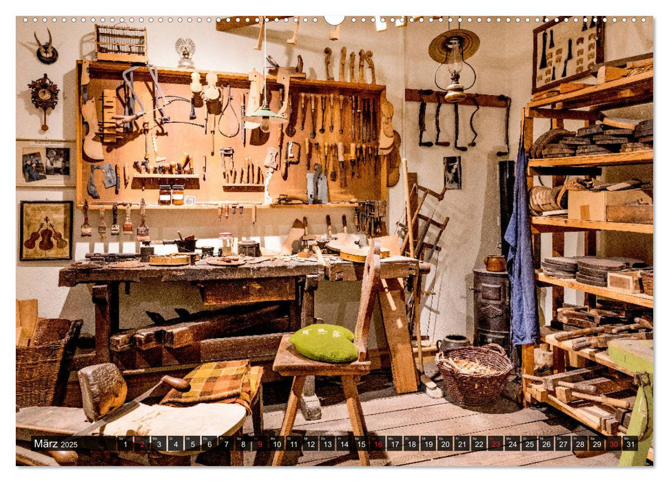 Traditionelles Handwerk, Werkstätten und Werkbänke im Focus (CALVENDO Wandkalender 2025)