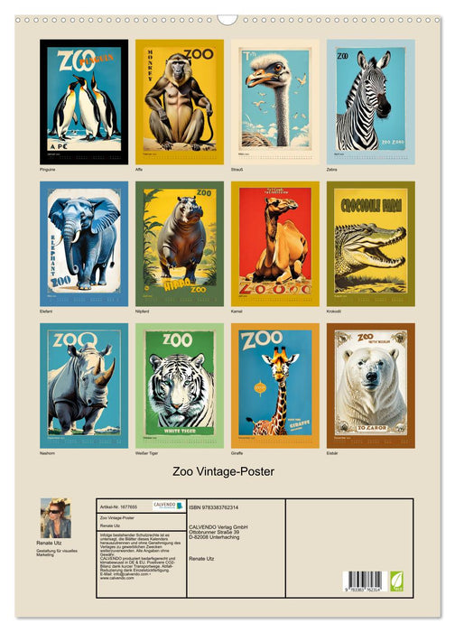 Zoo Vintage-Poster (CALVENDO Wandkalender 2025)