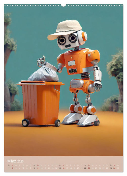 RoboLife - Niedliche Blechfreunde im Alltag (CALVENDO Wandkalender 2025)