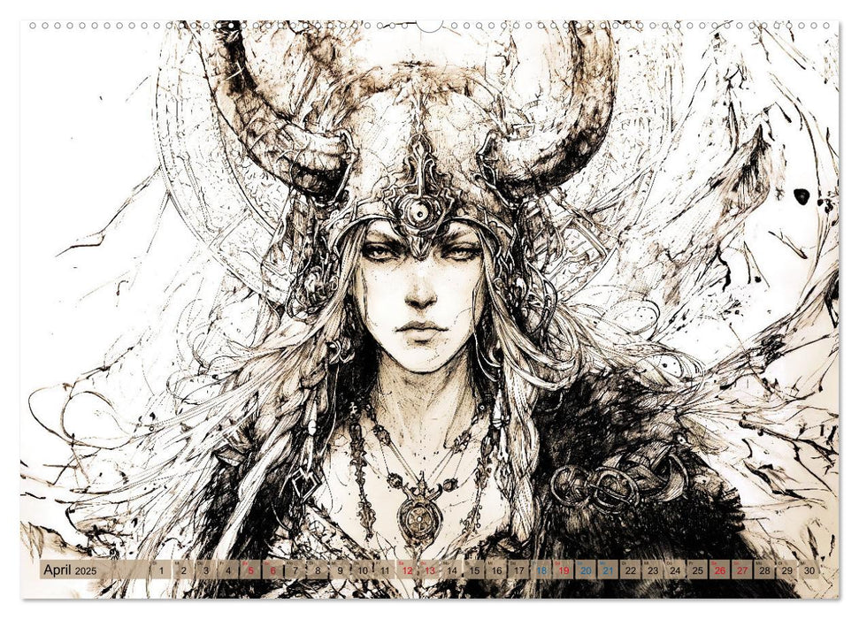 Götter der Wikinger - Skizzen zur Welt der Nordischen Mythologie (CALVENDO Wandkalender 2025)
