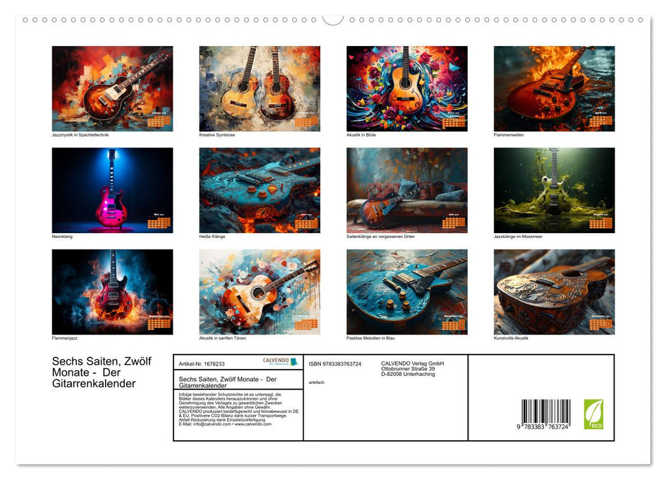 Sechs Saiten, Zwölf Monate - Der Gitarrenkalender (CALVENDO Premium Wandkalender 2025)