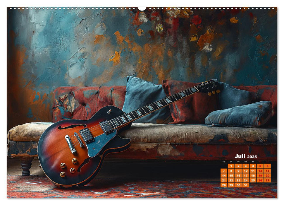 Sechs Saiten, Zwölf Monate - Der Gitarrenkalender (CALVENDO Premium Wandkalender 2025)