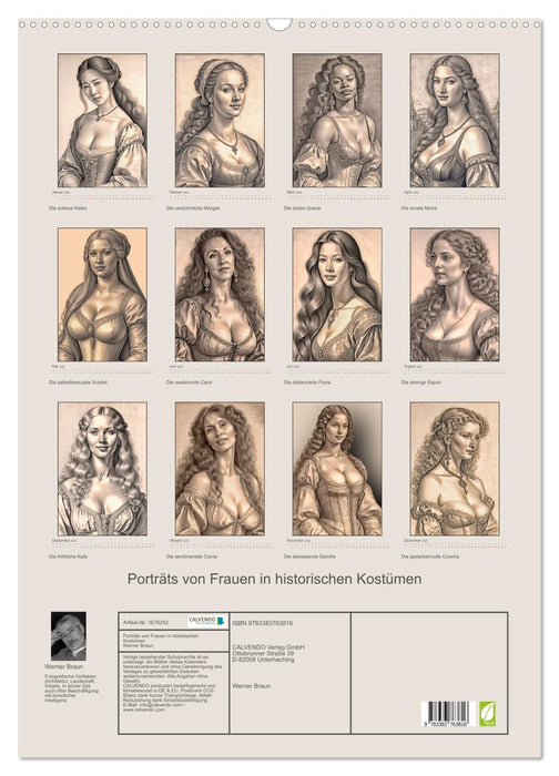 Porträts von Frauen in historischen Kostümen (CALVENDO Wandkalender 2025)