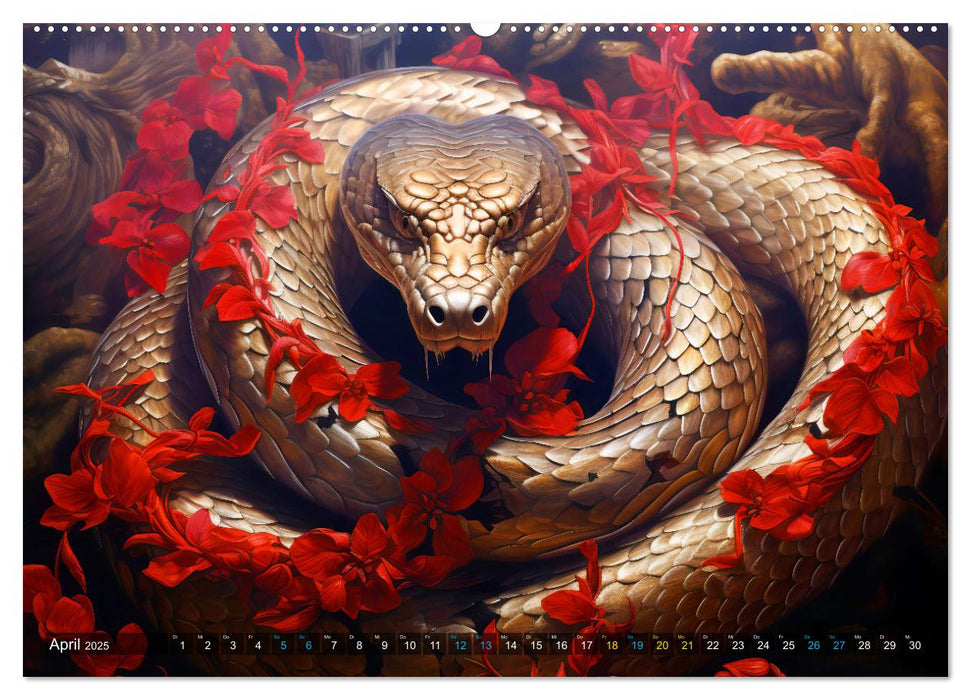 Jahr der Schlange - Illustrationen des chinesischen Tierkreiszeichens (CALVENDO Wandkalender 2025)