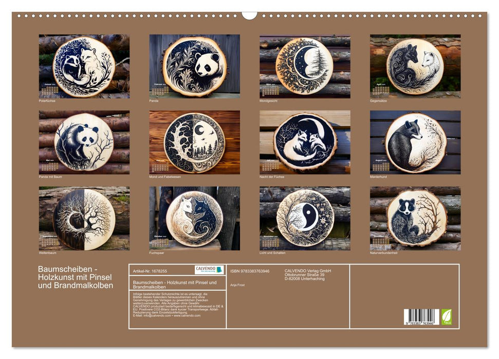 Baumscheiben - Holzkunst mit Pinsel und Brandmalkolben (CALVENDO Wandkalender 2025)