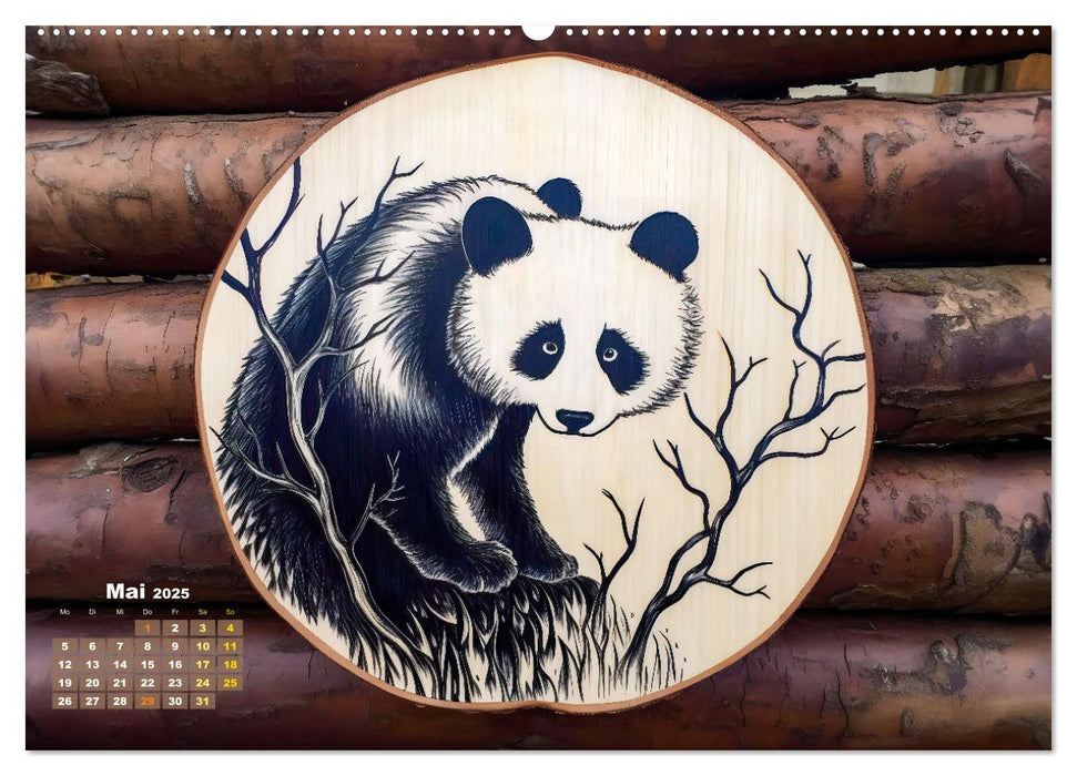 Baumscheiben - Holzkunst mit Pinsel und Brandmalkolben (CALVENDO Wandkalender 2025)