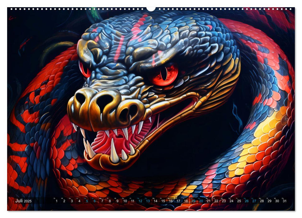 Jahr der Schlange - Illustrationen des chinesischen Tierkreiszeichens (CALVENDO Premium Wandkalender 2025)