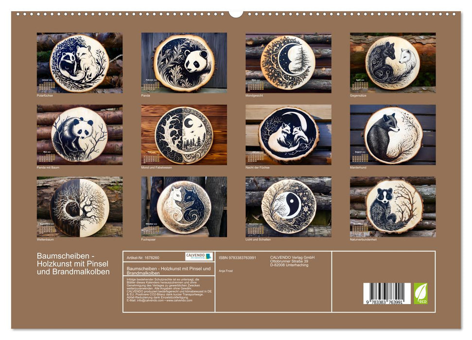 Baumscheiben - Holzkunst mit Pinsel und Brandmalkolben (CALVENDO Premium Wandkalender 2025)
