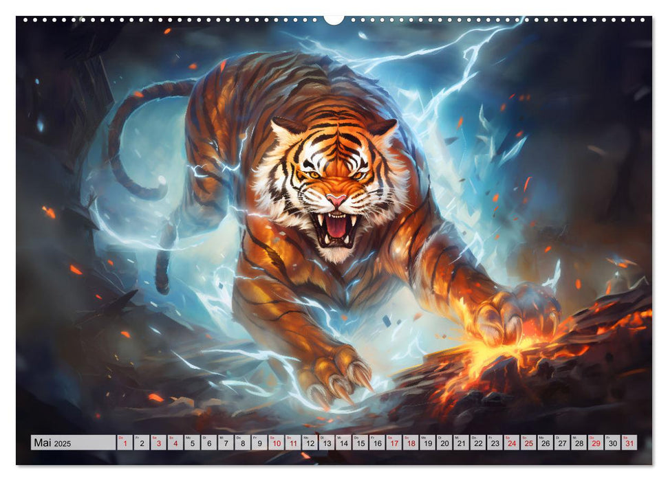 Jahr des Tigers - Porträts des chinesischen Tierkreiszeichens (CALVENDO Wandkalender 2025)