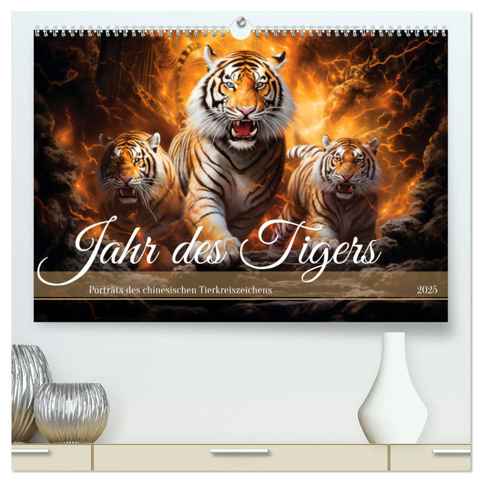 Jahr des Tigers - Porträts des chinesischen Tierkreiszeichens (CALVENDO Premium Wandkalender 2025)
