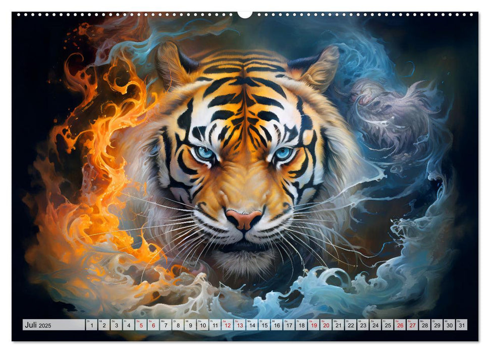 Jahr des Tigers - Porträts des chinesischen Tierkreiszeichens (CALVENDO Premium Wandkalender 2025)