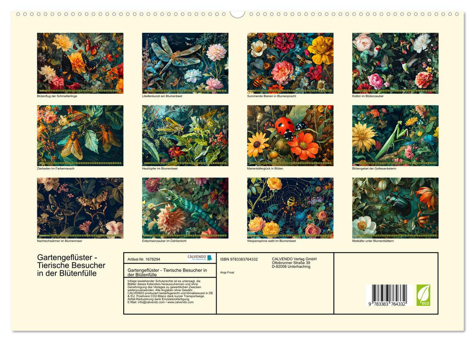 Gartengeflüster - Tierische Besucher in der Blütenfülle (CALVENDO Premium Wandkalender 2025)