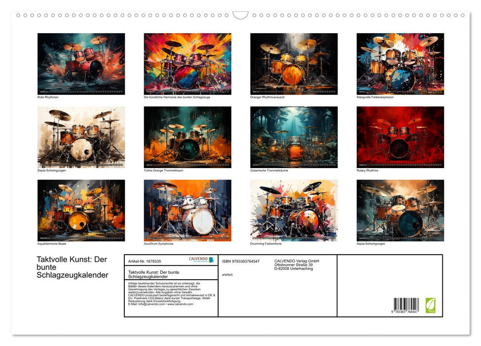 Taktvolle Kunst: Der bunte Schlagzeugkalender (CALVENDO Wandkalender 2025)
