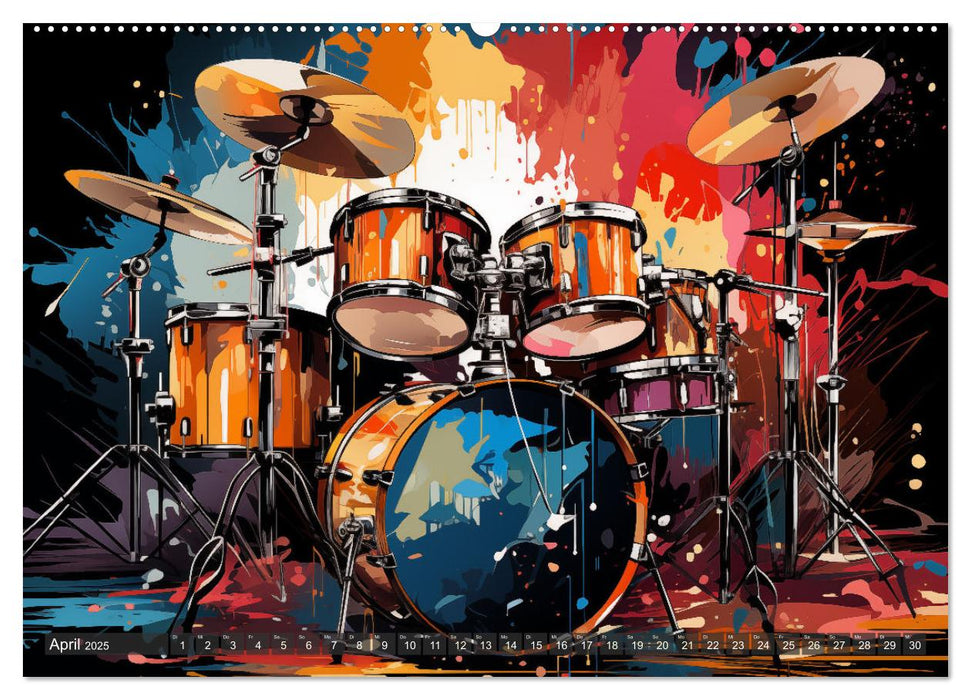 Taktvolle Kunst: Der bunte Schlagzeugkalender (CALVENDO Wandkalender 2025)