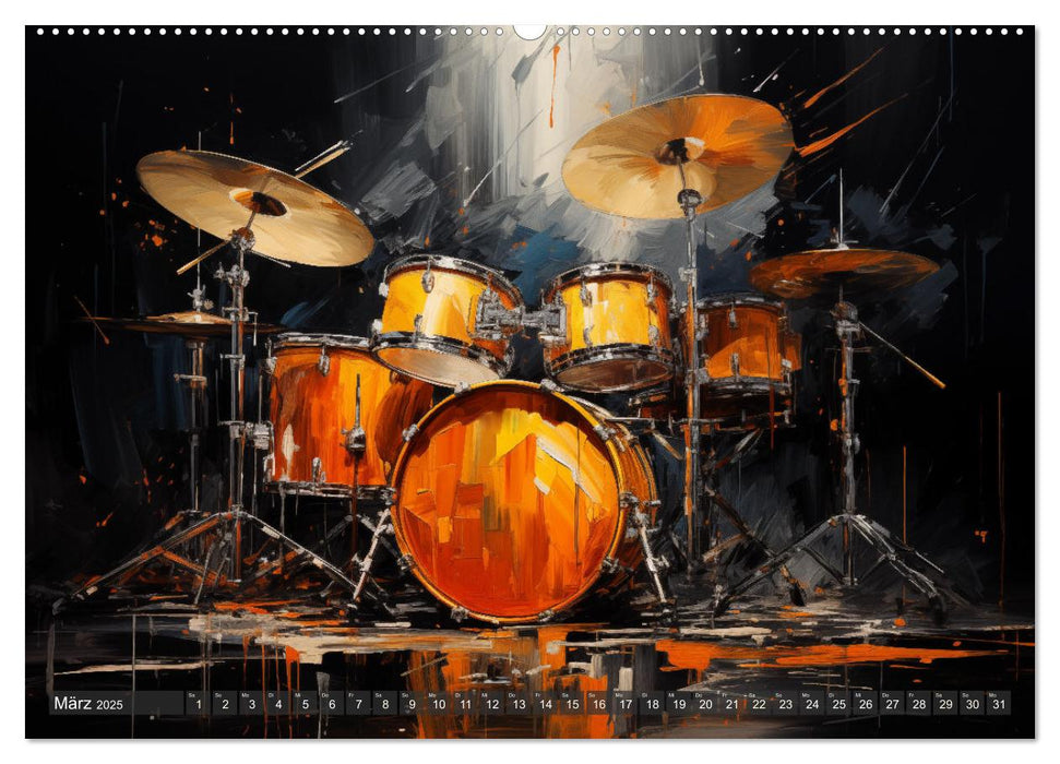 Taktvolle Kunst: Der bunte Schlagzeugkalender (CALVENDO Premium Wandkalender 2025)