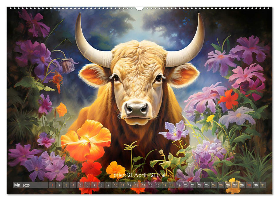 Sternzeichen-Kalender - Galaktische Porträts mit Datum (CALVENDO Premium Wandkalender 2025)