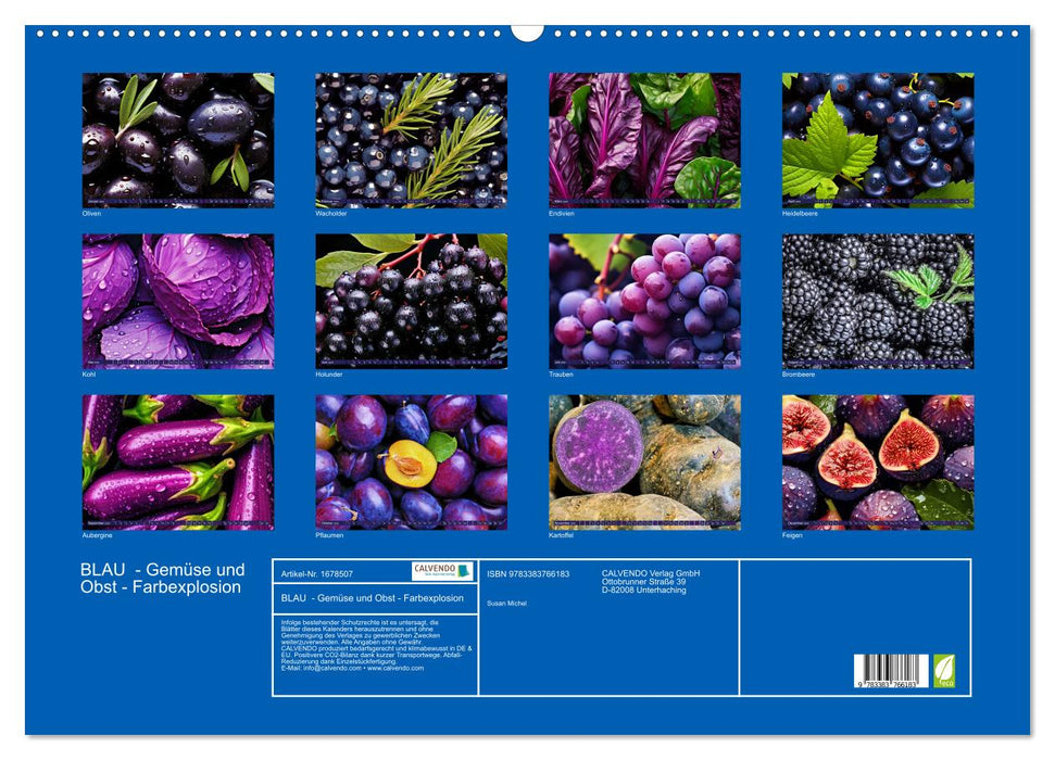 BLAU - Gemüse und Obst - Farbexplosion (CALVENDO Wandkalender 2025)
