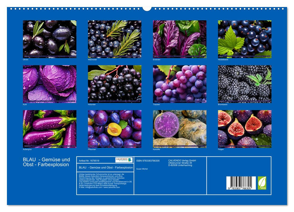 BLAU - Gemüse und Obst - Farbexplosion (CALVENDO Premium Wandkalender 2025)