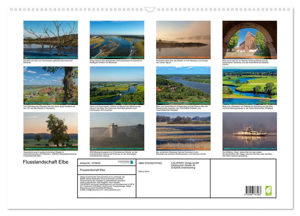 Flusslandschaft Elbe (CALVENDO Wandkalender 2025)