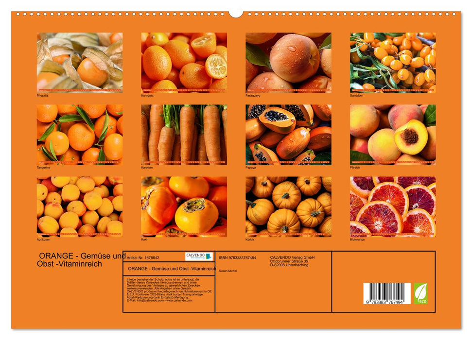 ORANGE - Gemüse und Obst -Vitaminreich (CALVENDO Premium Wandkalender 2025)