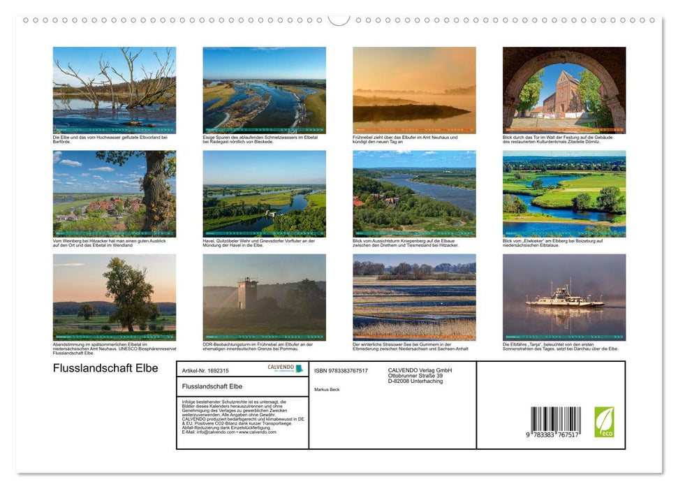 Flusslandschaft Elbe (CALVENDO Premium Wandkalender 2025)