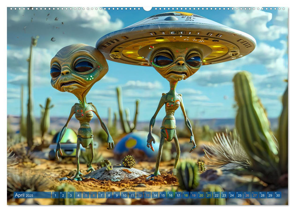 Aliens auf Erden - Kosmische Touristen auf Expedition (CALVENDO Wandkalender 2025)