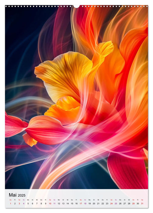 Farbexplosion in Blütenform (CALVENDO Premium Wandkalender 2025)